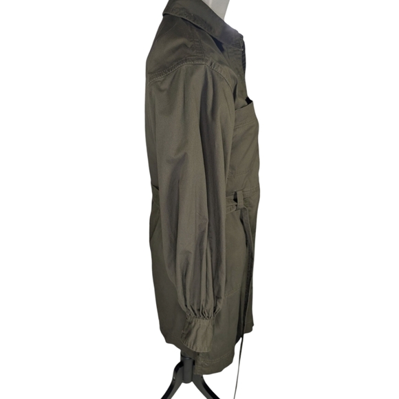 Banana Republic Utility Safari Mini Shirtdress Long Balloon Sleeve Camo Green XS - Picture 4 of 8